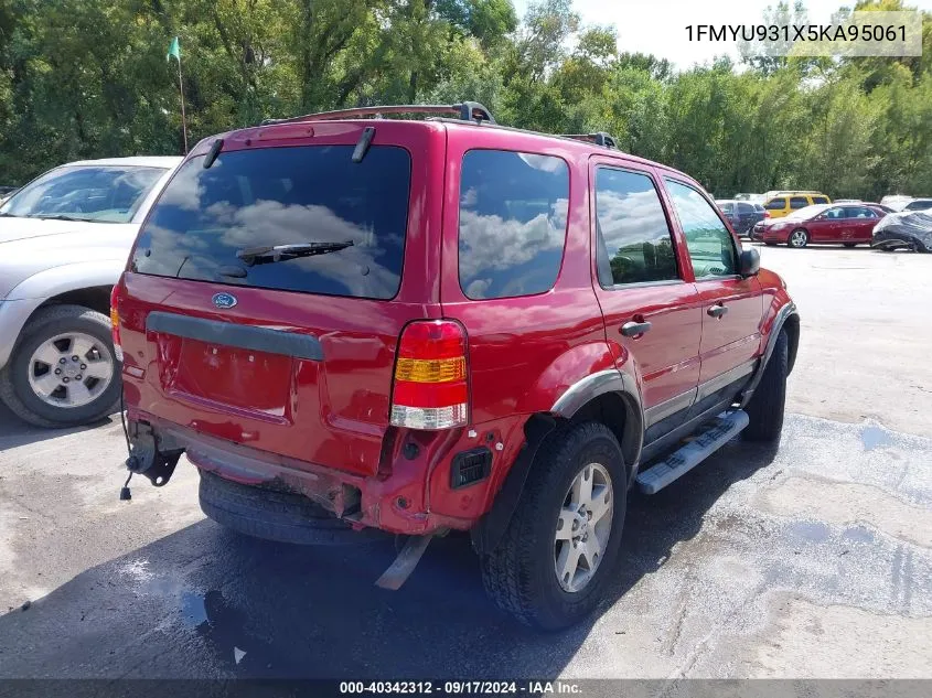 2005 Ford Escape Xlt VIN: 1FMYU931X5KA95061 Lot: 40342312