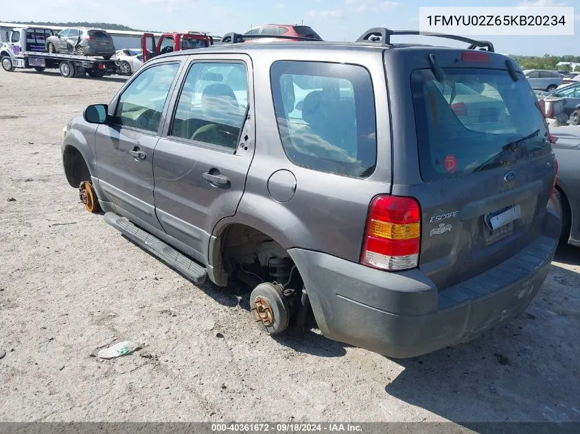 2005 Ford Escape Xls VIN: 1FMYU02Z65KB20234 Lot: 40361672