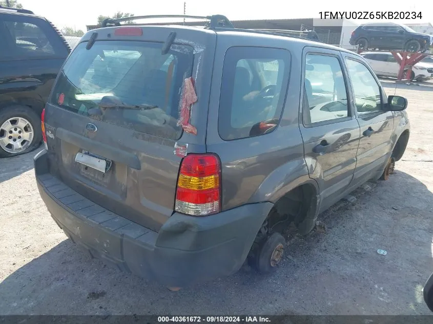 2005 Ford Escape Xls VIN: 1FMYU02Z65KB20234 Lot: 40361672