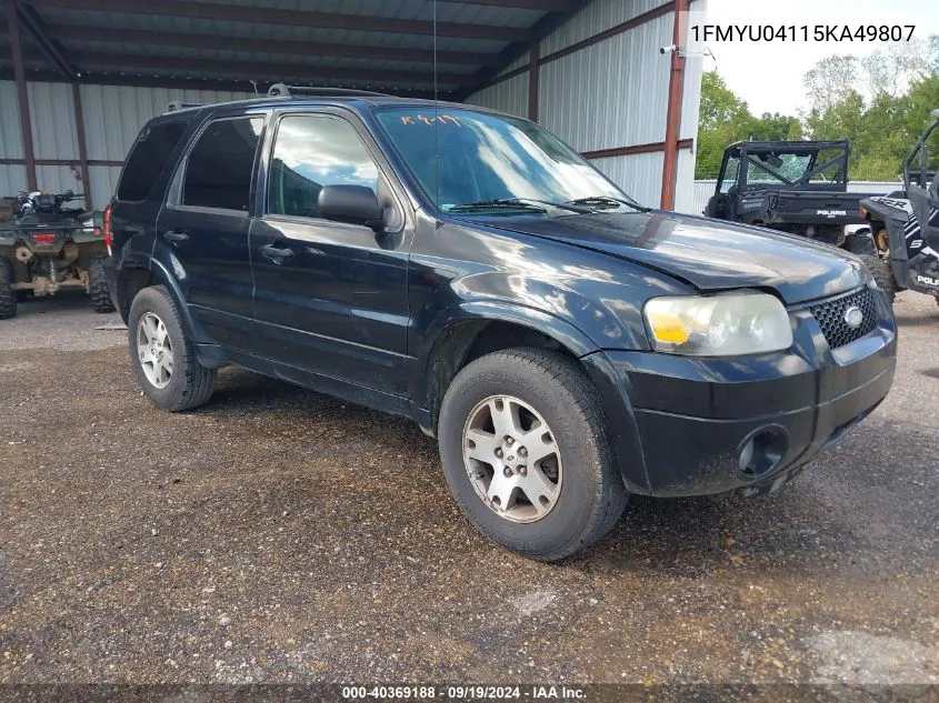 2005 Ford Escape Limited VIN: 1FMYU04115KA49807 Lot: 40369188