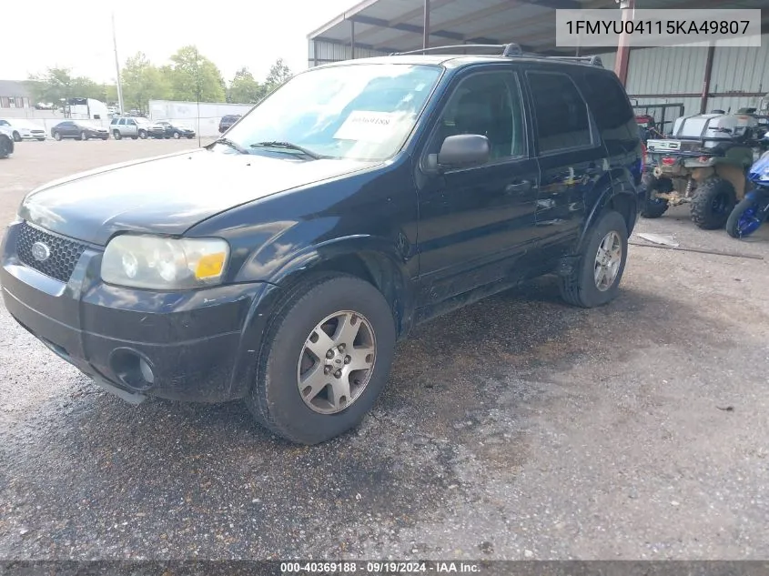 2005 Ford Escape Limited VIN: 1FMYU04115KA49807 Lot: 40369188