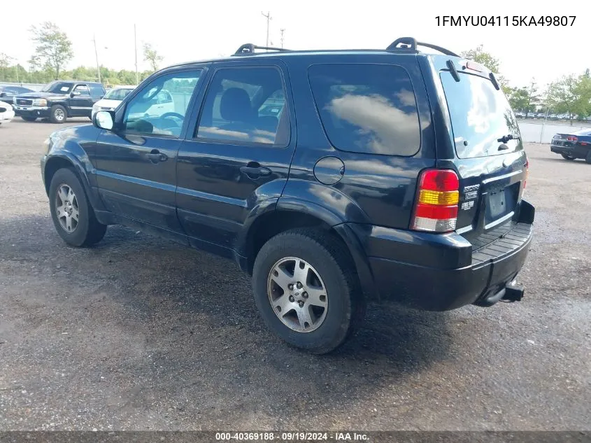 2005 Ford Escape Limited VIN: 1FMYU04115KA49807 Lot: 40369188