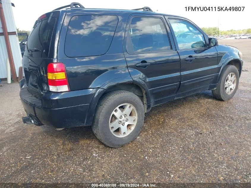 2005 Ford Escape Limited VIN: 1FMYU04115KA49807 Lot: 40369188