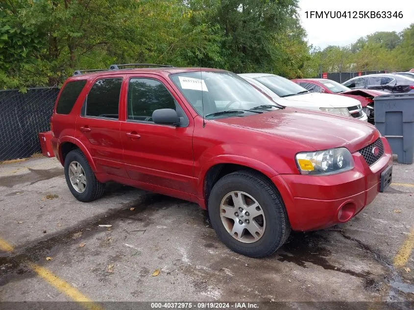 2005 Ford Escape Limited VIN: 1FMYU04125KB63346 Lot: 40372975