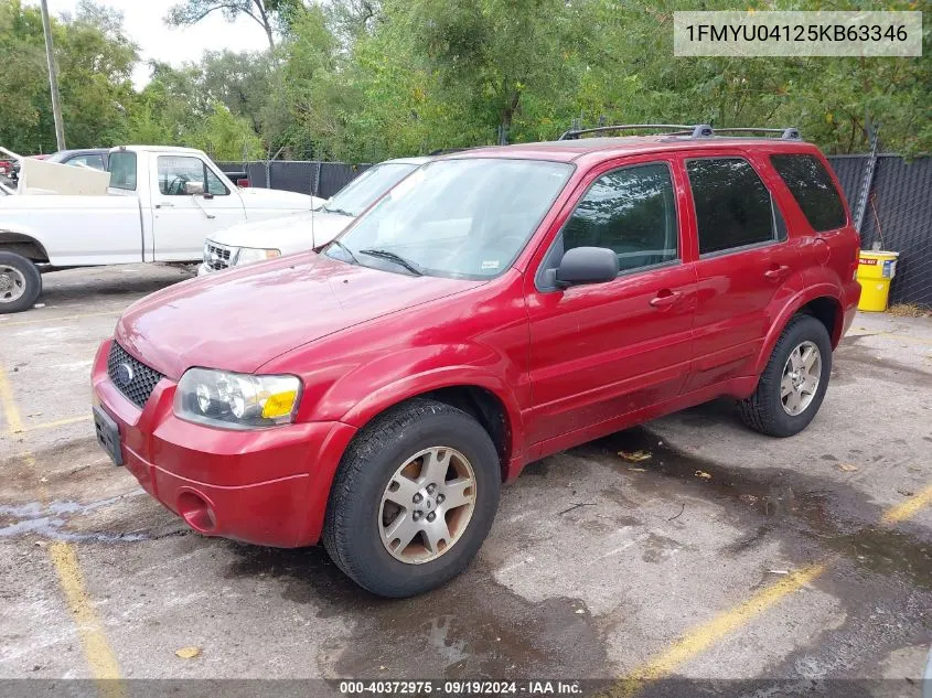 2005 Ford Escape Limited VIN: 1FMYU04125KB63346 Lot: 40372975