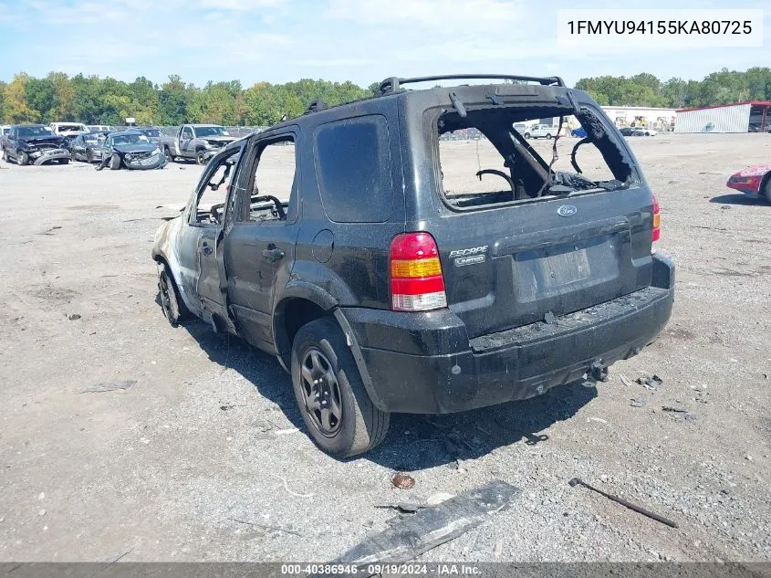 2005 Ford Escape Limited VIN: 1FMYU94155KA80725 Lot: 40386946