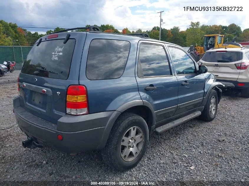 2005 Ford Escape Xlt VIN: 1FMCU93135KB32722 Lot: 40389105