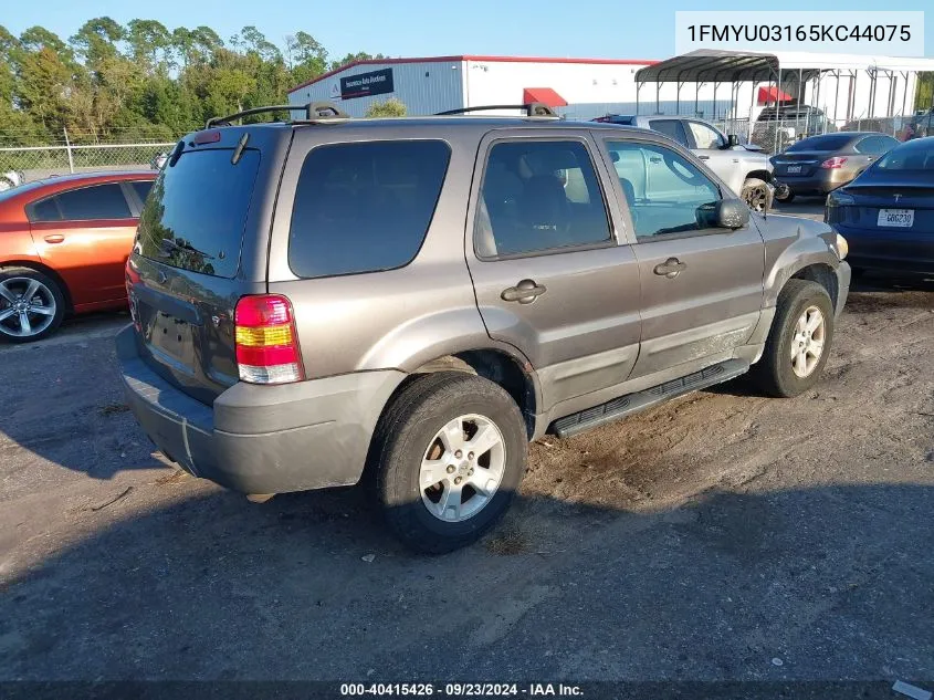 2005 Ford Escape Xlt VIN: 1FMYU03165KC44075 Lot: 40415426