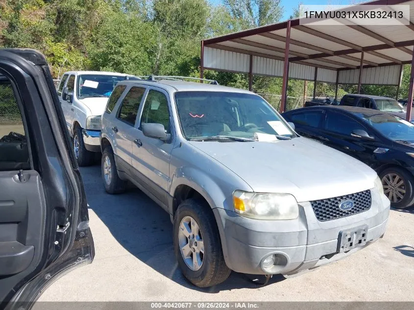 2005 Ford Escape Xlt VIN: 1FMYU031X5KB32413 Lot: 40420677