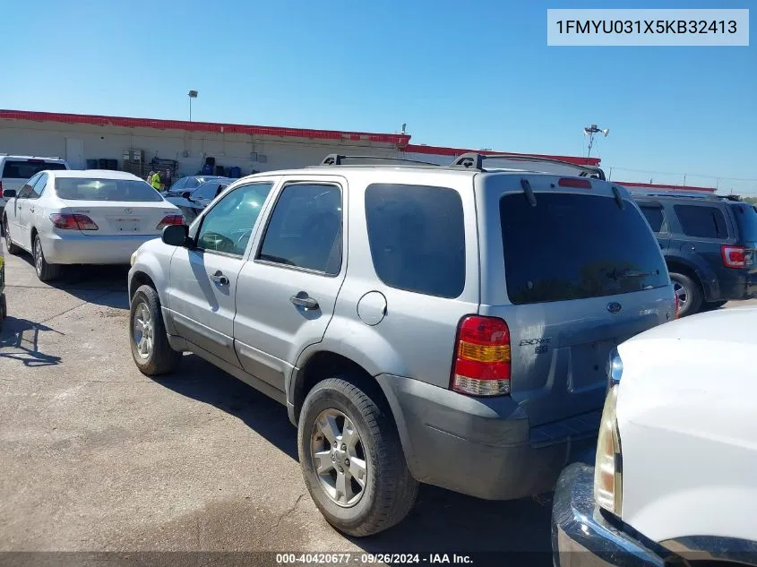 2005 Ford Escape Xlt VIN: 1FMYU031X5KB32413 Lot: 40420677