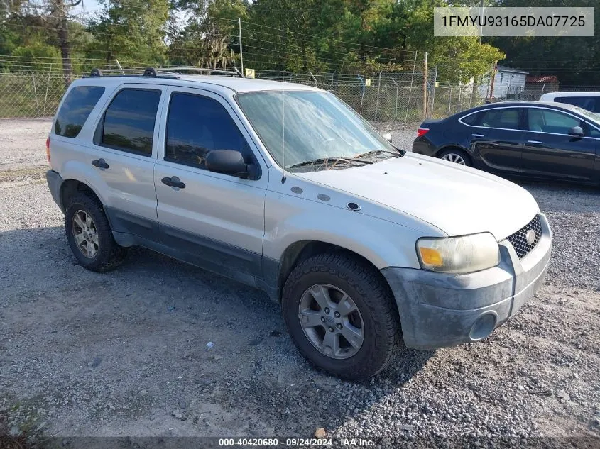 2005 Ford Escape Xlt VIN: 1FMYU93165DA07725 Lot: 40420680