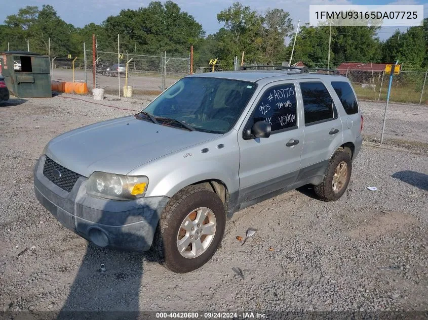 2005 Ford Escape Xlt VIN: 1FMYU93165DA07725 Lot: 40420680