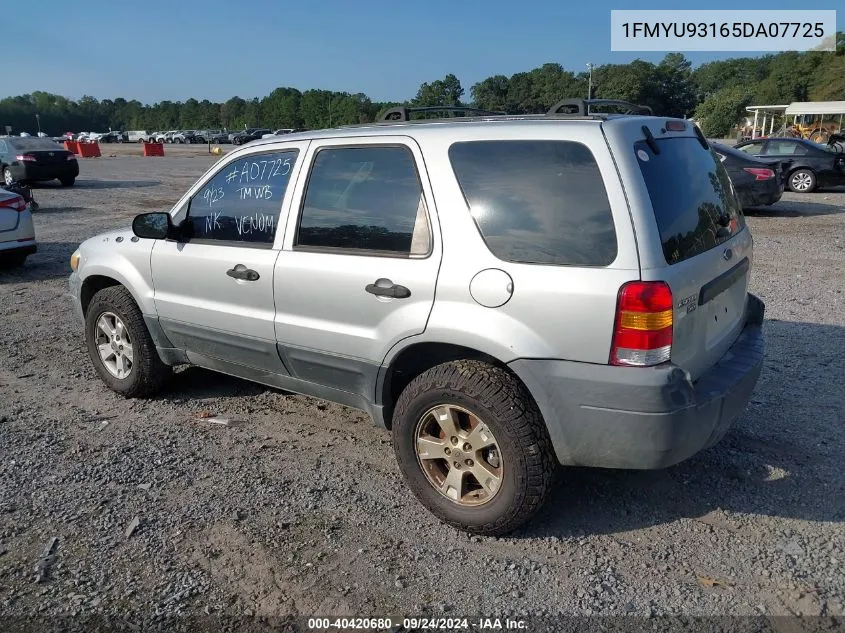 2005 Ford Escape Xlt VIN: 1FMYU93165DA07725 Lot: 40420680