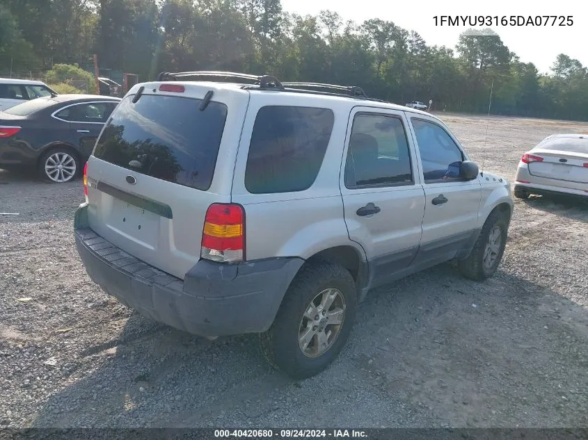 2005 Ford Escape Xlt VIN: 1FMYU93165DA07725 Lot: 40420680