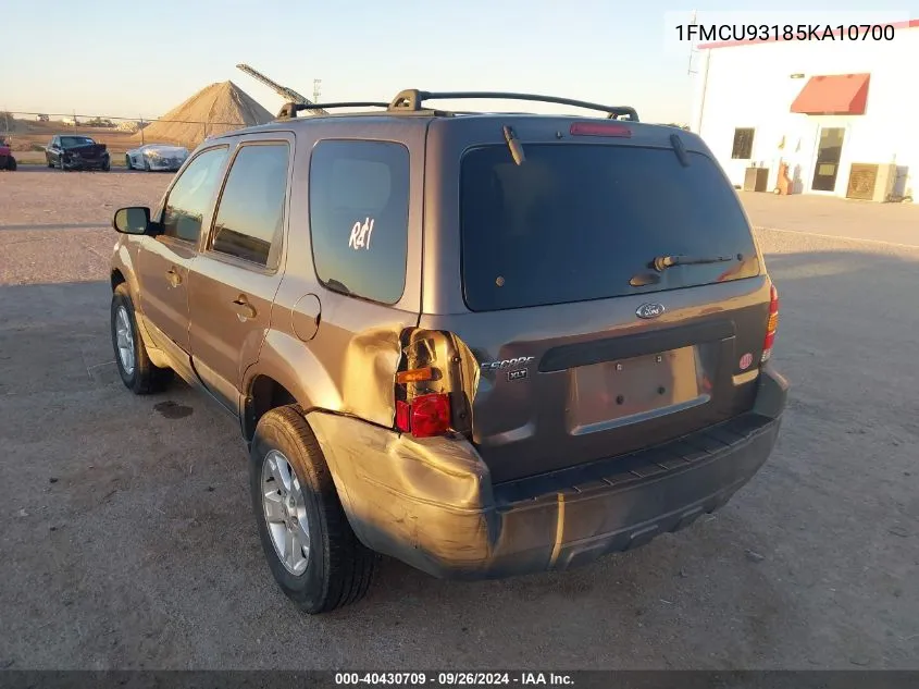 2005 Ford Escape Xlt VIN: 1FMCU93185KA10700 Lot: 40430709