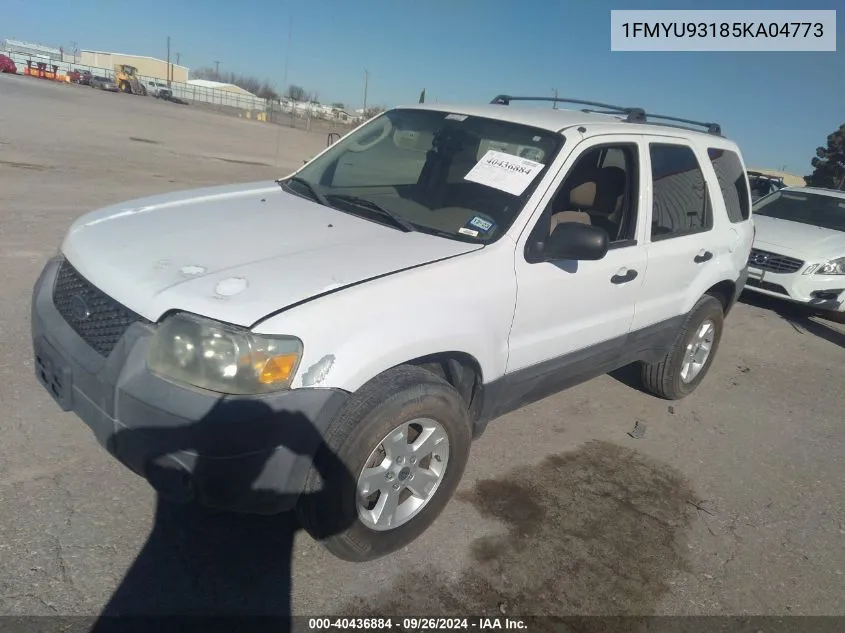 2005 Ford Escape Xlt VIN: 1FMYU93185KA04773 Lot: 40436884