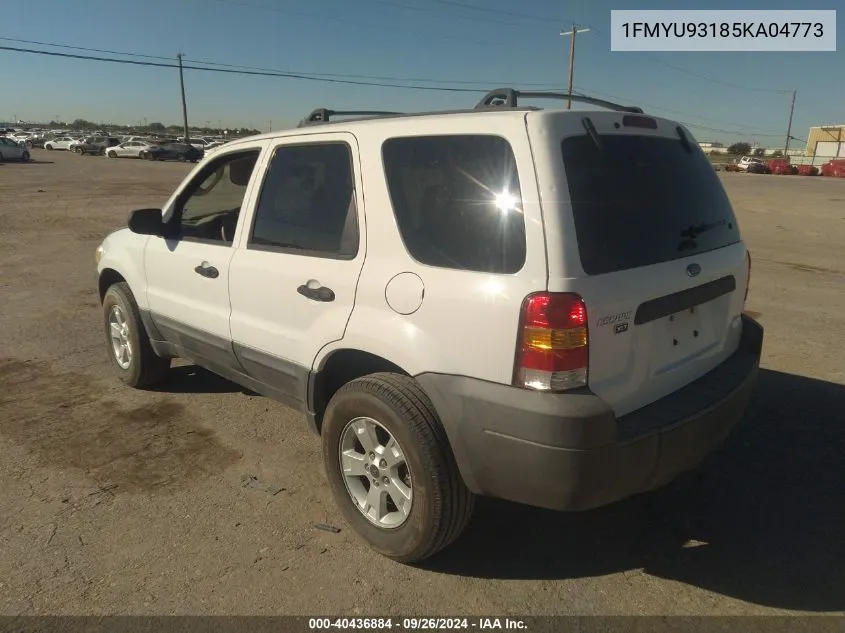 2005 Ford Escape Xlt VIN: 1FMYU93185KA04773 Lot: 40436884