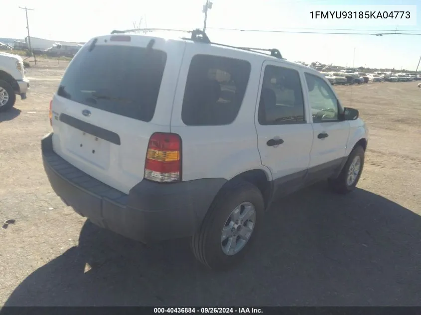 2005 Ford Escape Xlt VIN: 1FMYU93185KA04773 Lot: 40436884