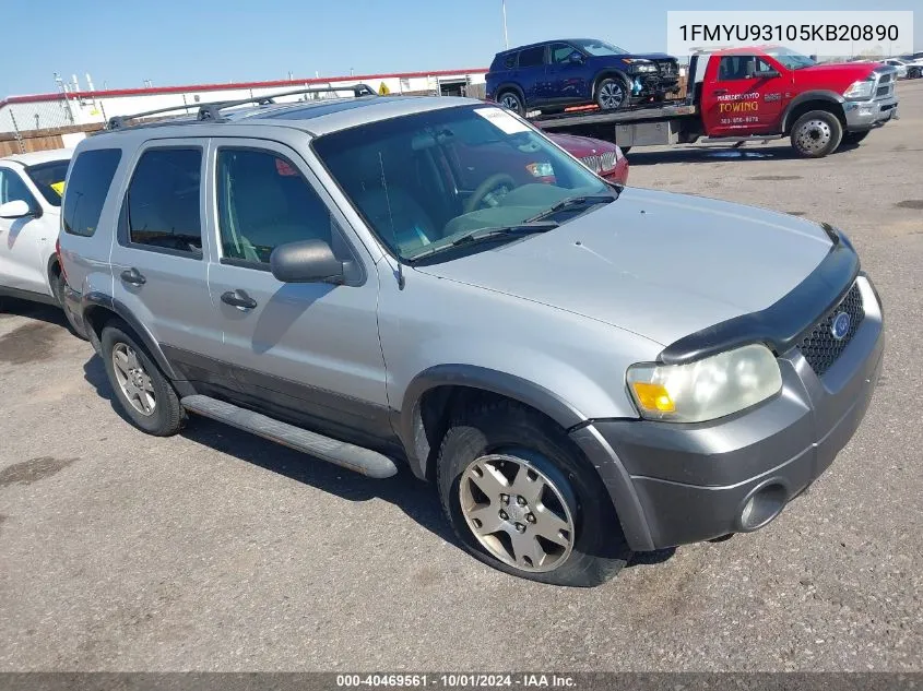 2005 Ford Escape Xlt VIN: 1FMYU93105KB20890 Lot: 40469561