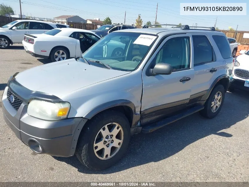 2005 Ford Escape Xlt VIN: 1FMYU93105KB20890 Lot: 40469561