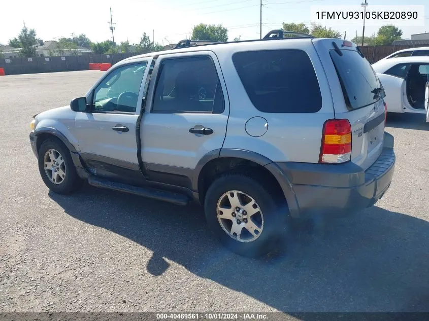 2005 Ford Escape Xlt VIN: 1FMYU93105KB20890 Lot: 40469561