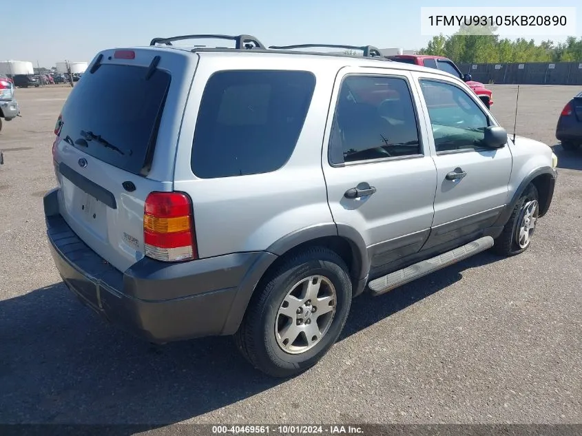 2005 Ford Escape Xlt VIN: 1FMYU93105KB20890 Lot: 40469561