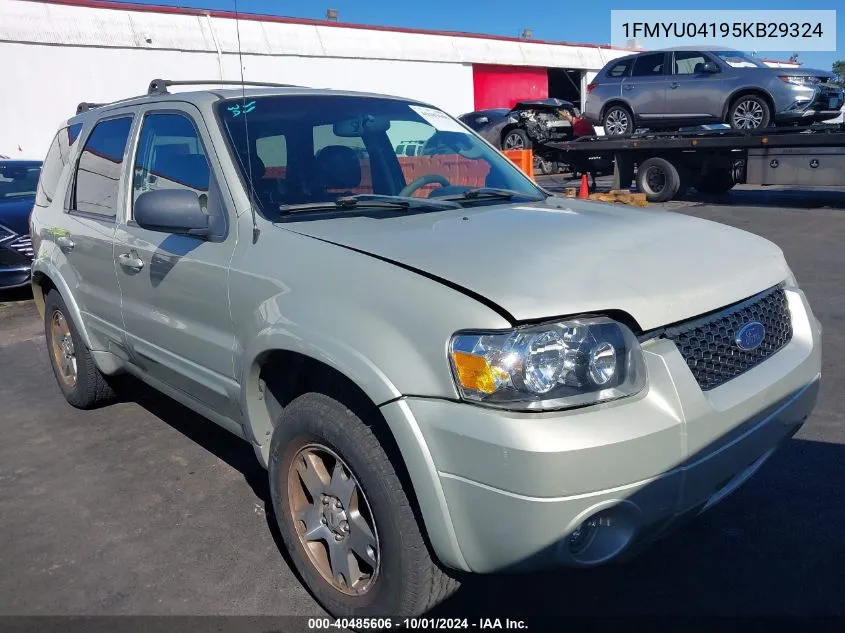 2005 Ford Escape Limited VIN: 1FMYU04195KB29324 Lot: 40485606