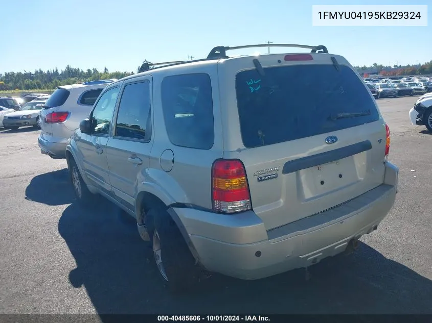 2005 Ford Escape Limited VIN: 1FMYU04195KB29324 Lot: 40485606