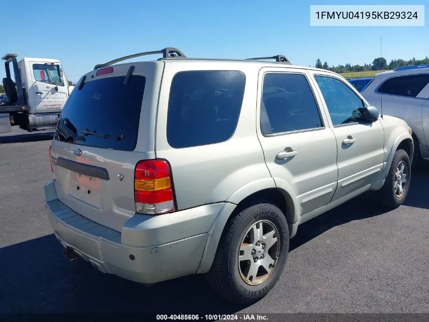 2005 Ford Escape Limited VIN: 1FMYU04195KB29324 Lot: 40485606