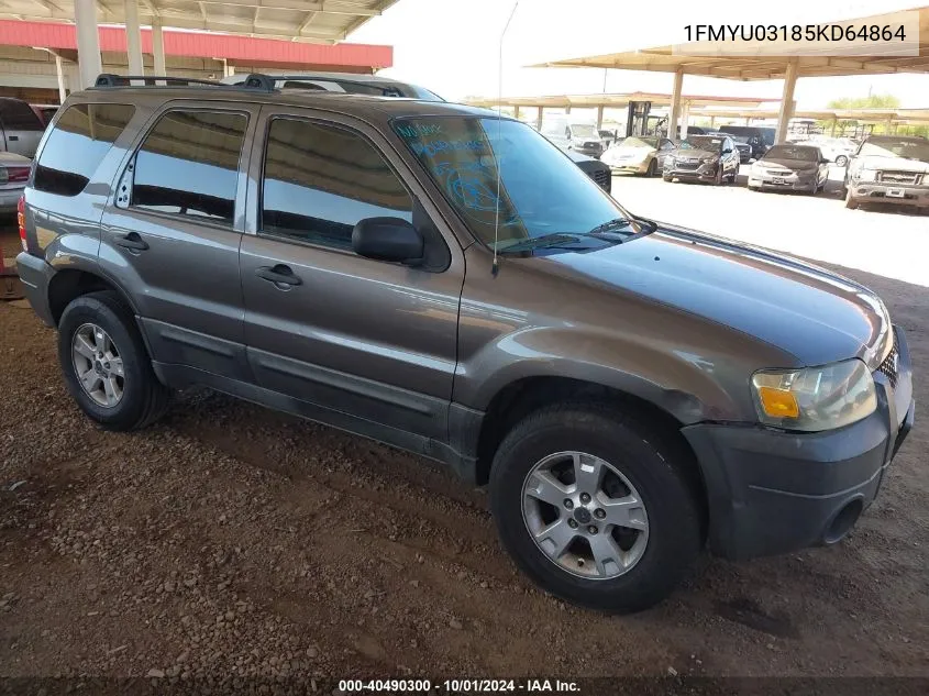 2005 Ford Escape Xlt VIN: 1FMYU03185KD64864 Lot: 40490300