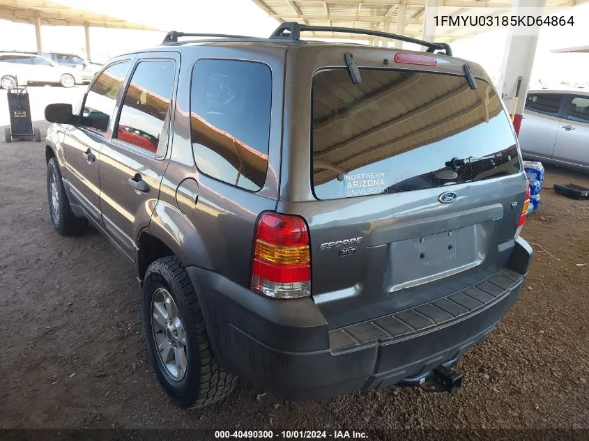 2005 Ford Escape Xlt VIN: 1FMYU03185KD64864 Lot: 40490300