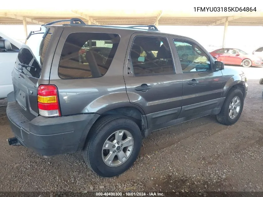 2005 Ford Escape Xlt VIN: 1FMYU03185KD64864 Lot: 40490300