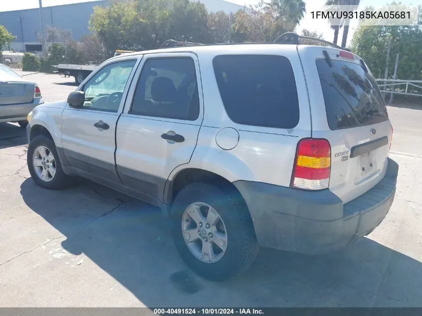 2005 Ford Escape Xlt VIN: 1FMYU93185KA05681 Lot: 40491524