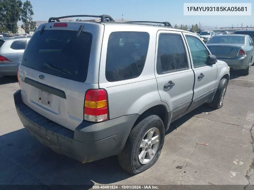 2005 Ford Escape Xlt VIN: 1FMYU93185KA05681 Lot: 40491524