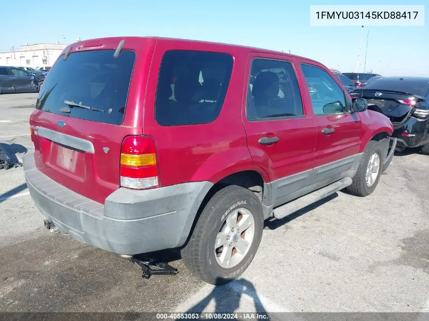 2005 Ford Escape Xlt VIN: 1FMYU03145KD88417 Lot: 40553053