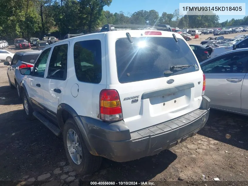 2005 Ford Escape Xlt VIN: 1FMYU93145KD18405 Lot: 40556060