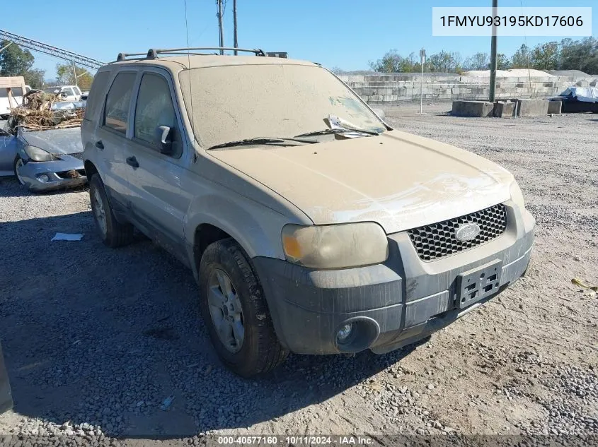 2005 Ford Escape Xlt VIN: 1FMYU93195KD17606 Lot: 40577160