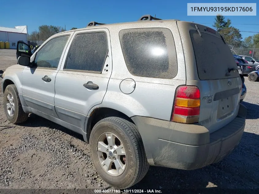 2005 Ford Escape Xlt VIN: 1FMYU93195KD17606 Lot: 40577160