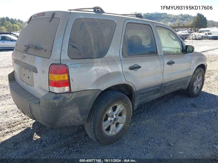 2005 Ford Escape Xlt VIN: 1FMYU93195KD17606 Lot: 40577160