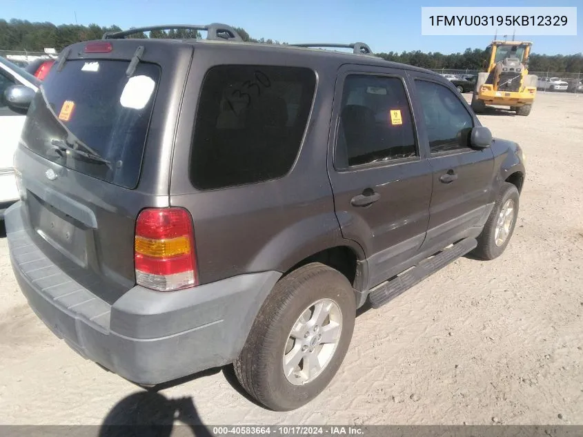 2005 Ford Escape Xlt VIN: 1FMYU03195KB12329 Lot: 40583664