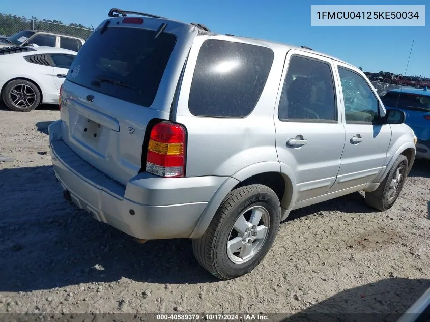 2005 Ford Escape Limited VIN: 1FMCU04125KE50034 Lot: 40589379