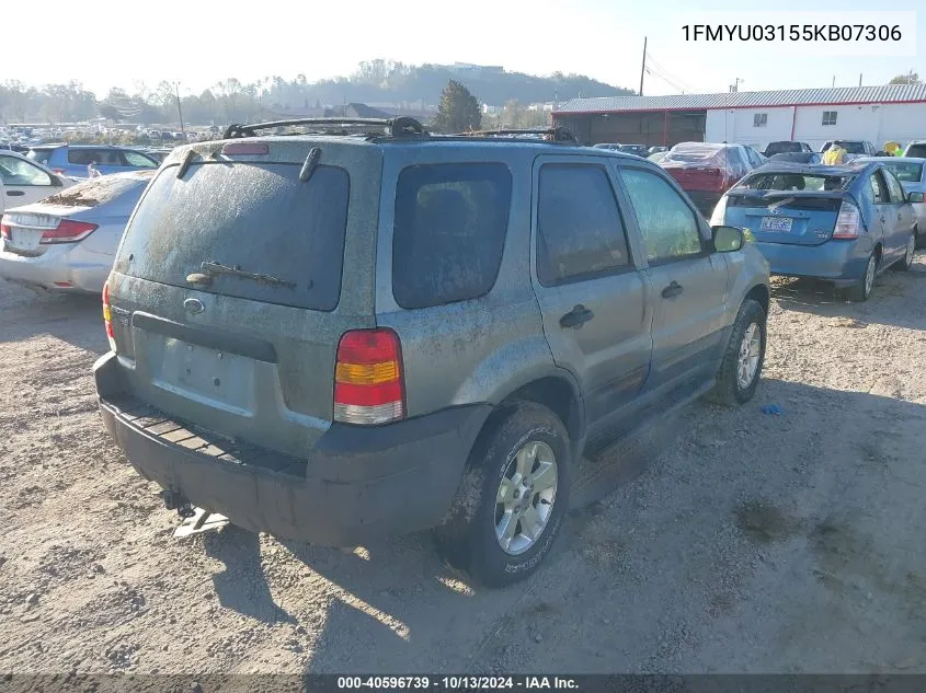 2005 Ford Escape Xlt VIN: 1FMYU03155KB07306 Lot: 40596739