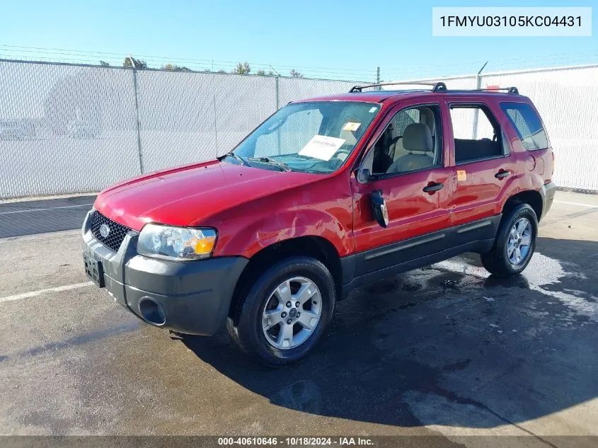 2005 Ford Escape Xlt VIN: 1FMYU03105KC04431 Lot: 40610646