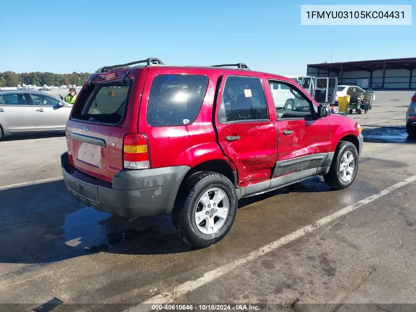 2005 Ford Escape Xlt VIN: 1FMYU03105KC04431 Lot: 40610646