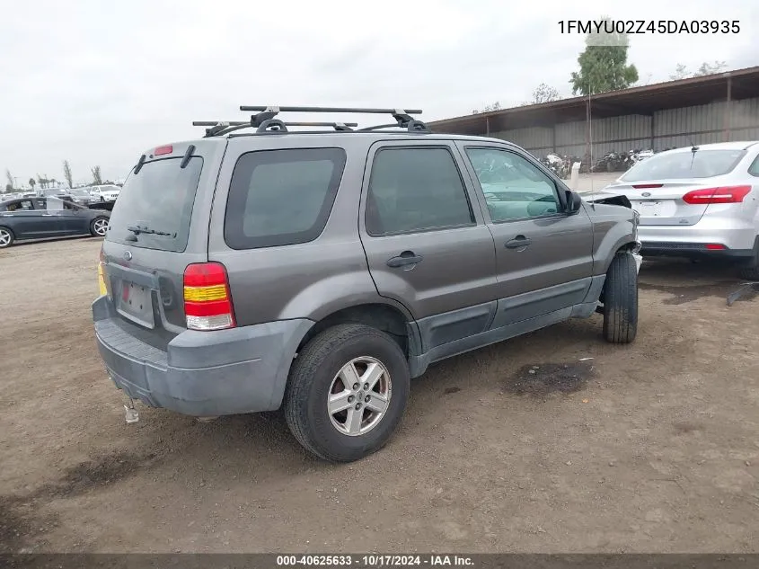 2005 Ford Escape Xls VIN: 1FMYU02Z45DA03935 Lot: 40625633