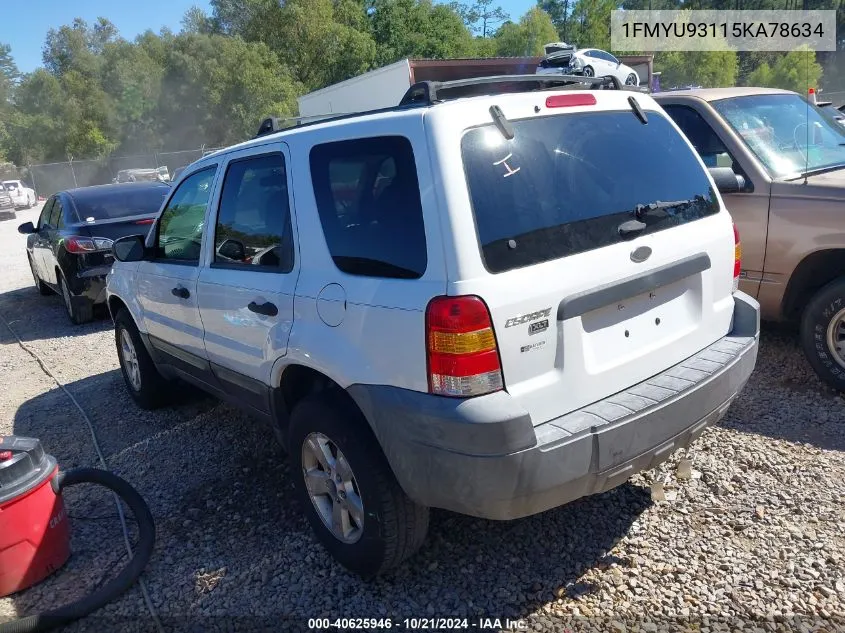 2005 Ford Escape Xlt VIN: 1FMYU93115KA78634 Lot: 40625946