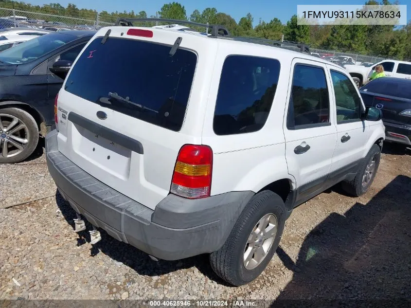 2005 Ford Escape Xlt VIN: 1FMYU93115KA78634 Lot: 40625946