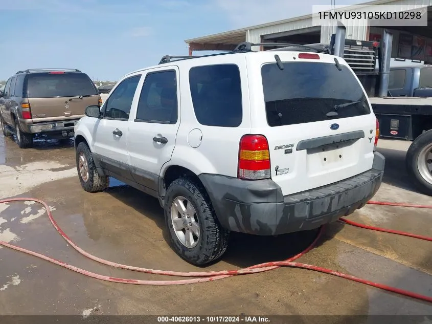 2005 Ford Escape Xlt VIN: 1FMYU93105KD10298 Lot: 40626013