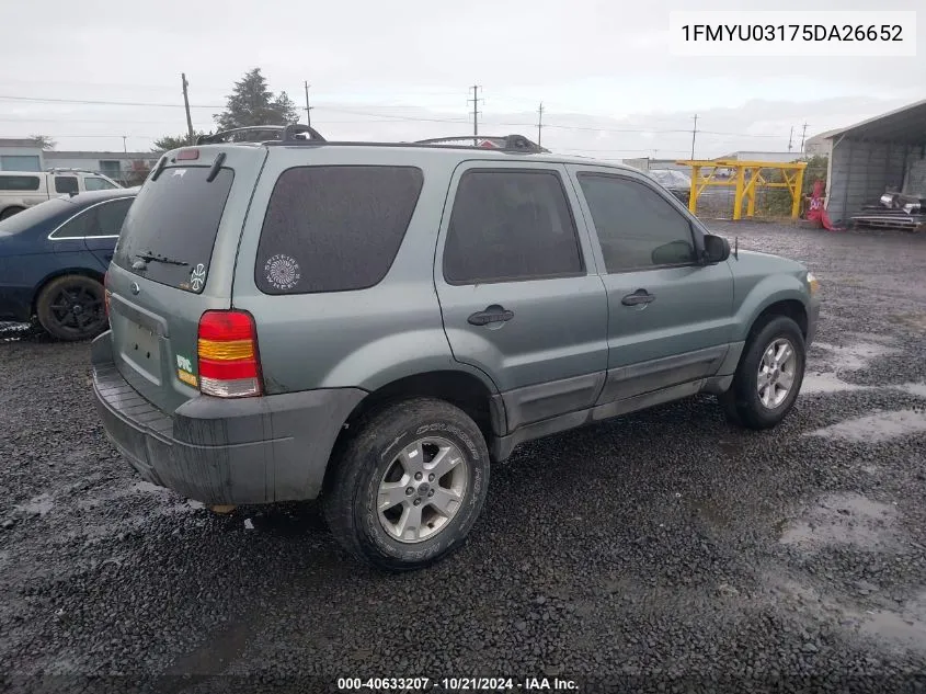 2005 Ford Escape Xlt VIN: 1FMYU03175DA26652 Lot: 40633207