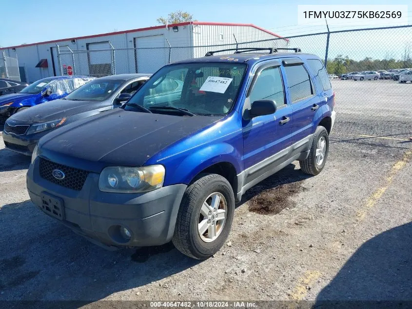 2005 Ford Escape Xlt VIN: 1FMYU03Z75KB62569 Lot: 40647482